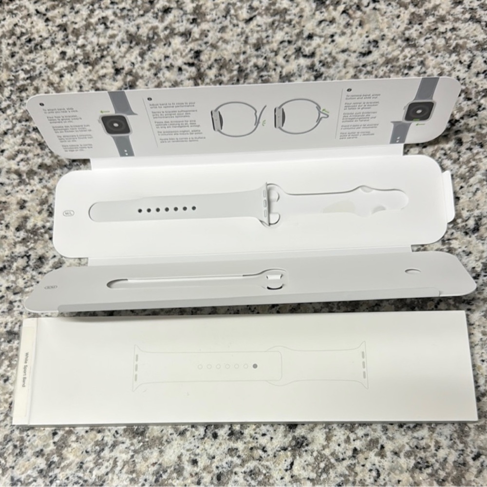 Apple White Sport Band box and bottom band M/ L